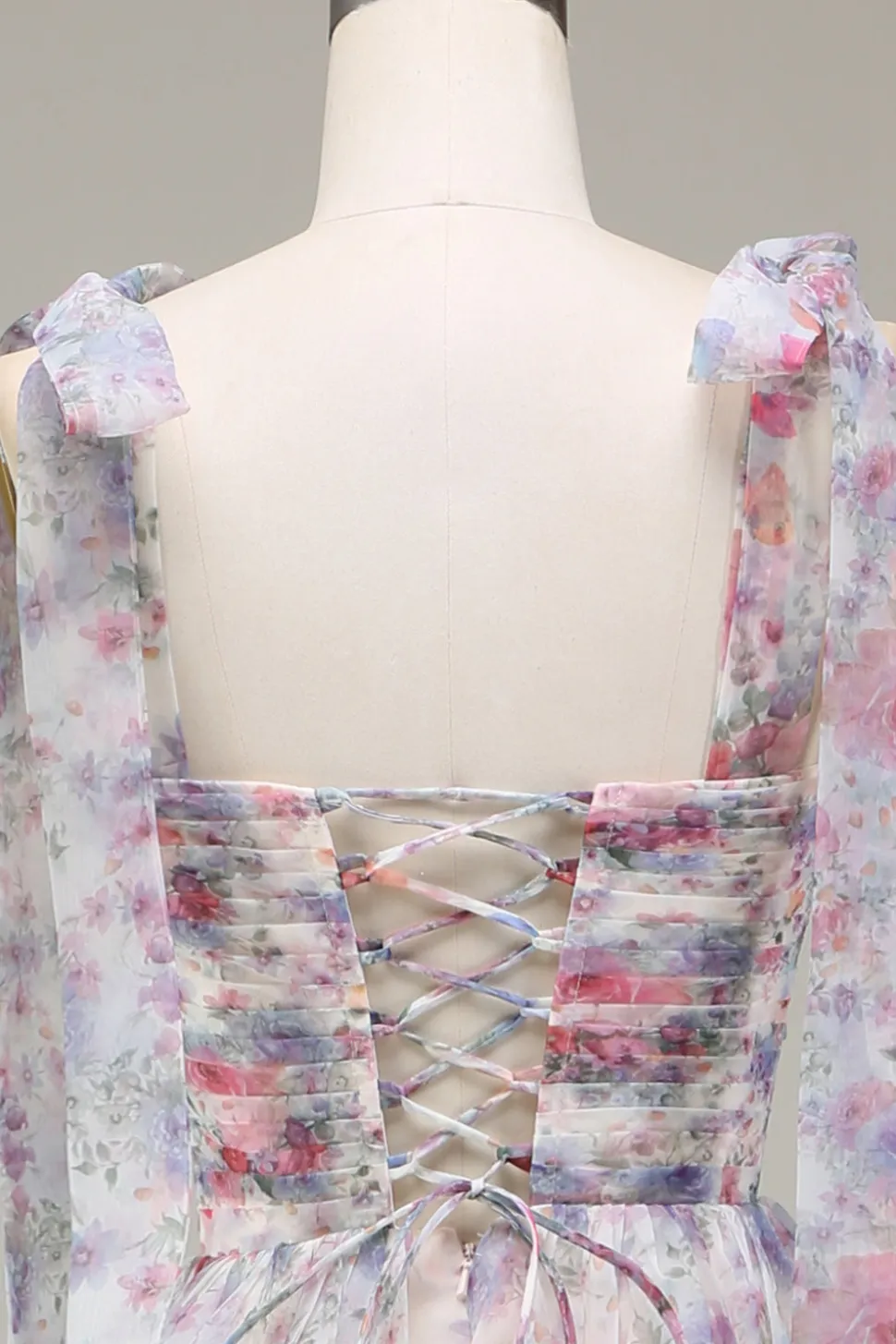 A-Line Tule Flor Vestido de Baile Impresso