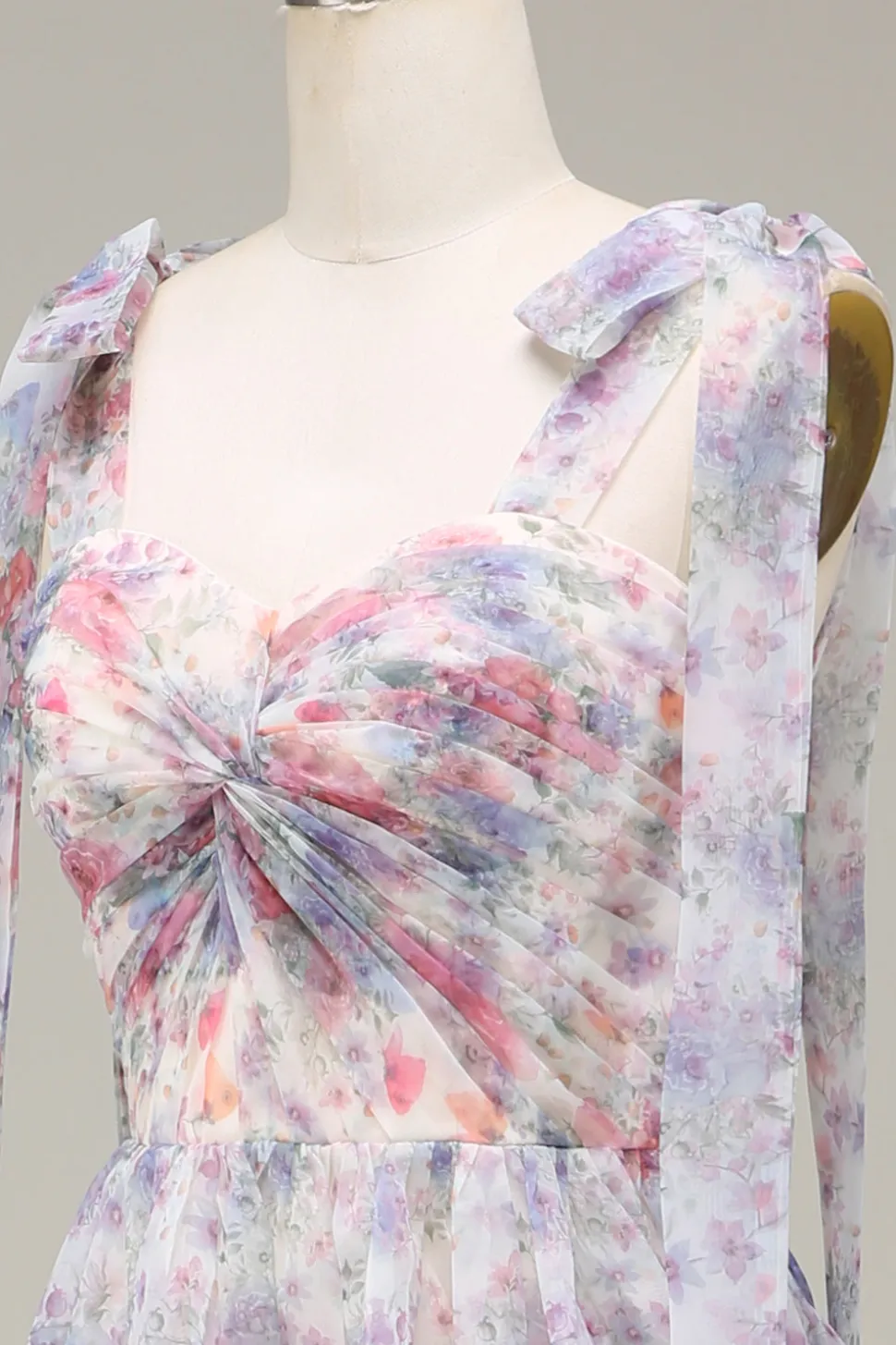 A-Line Tule Flor Vestido de Baile Impresso