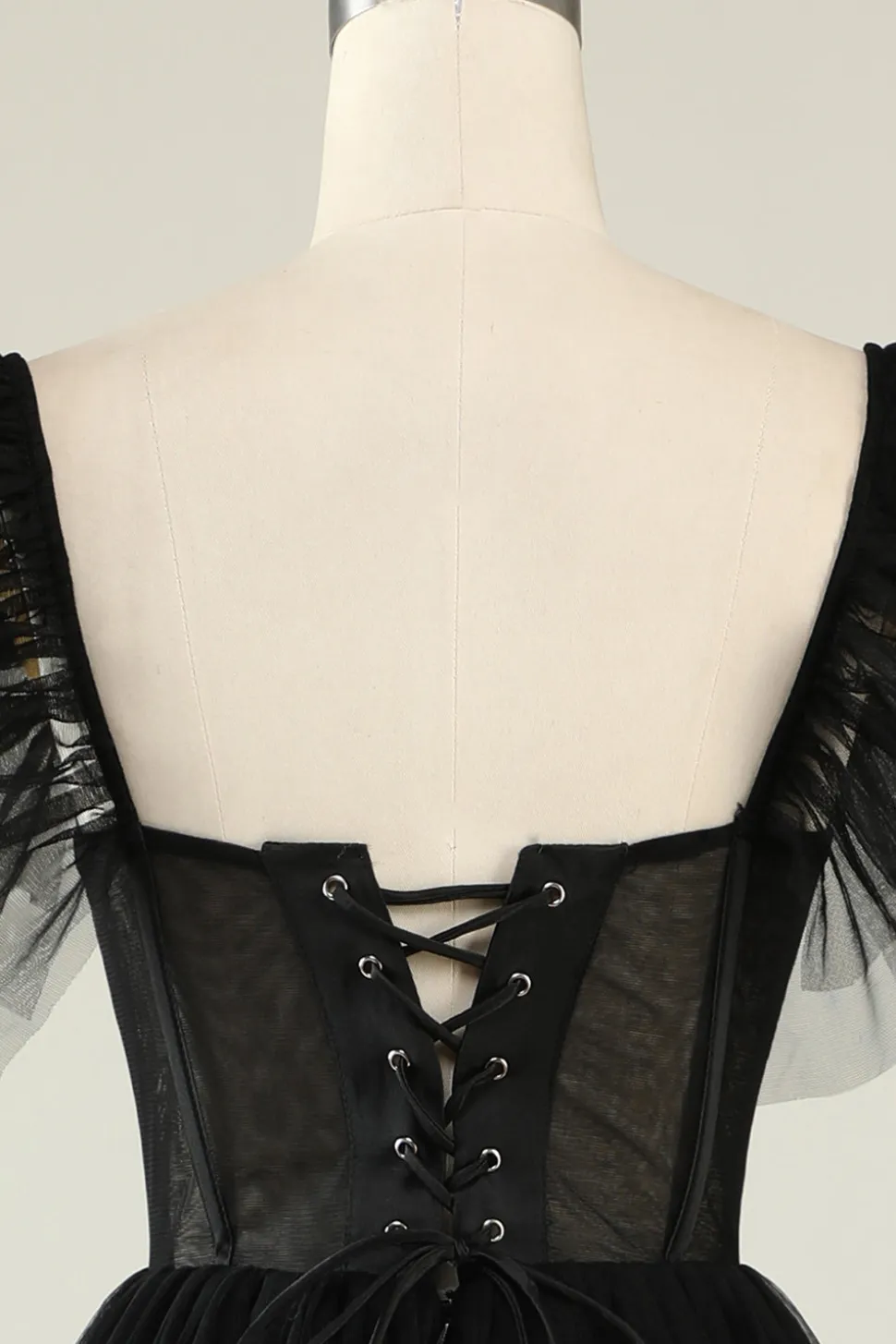 A-Line Tule Querida Vestido de Cocktail Preto