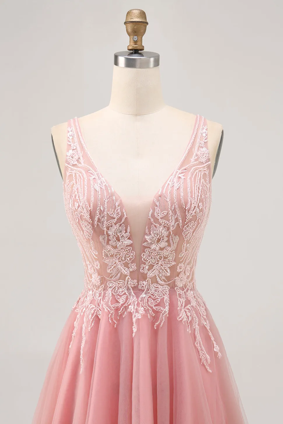 A-line Tulle Blush Sequins Backless Vestido Curto Homecoming com Missangas