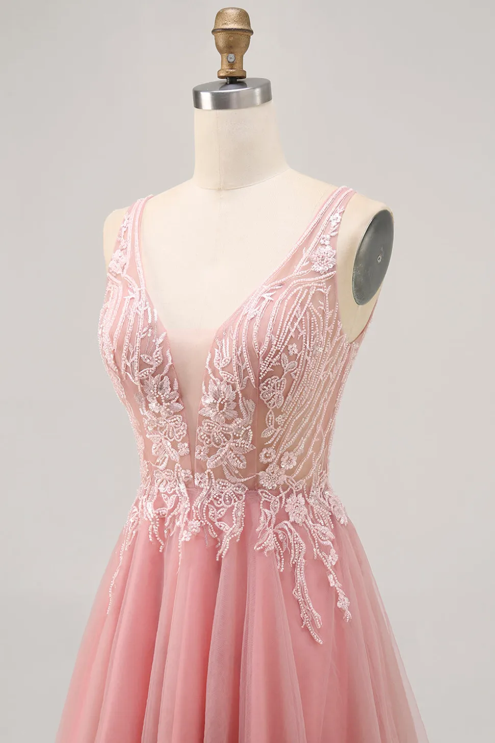 A-line Tulle Blush Sequins Backless Vestido Curto Homecoming com Missangas