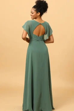 A-Line Vestido de Dama de Honra Verde