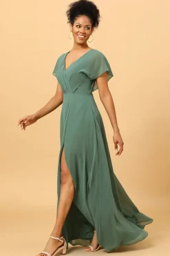 A-Line Vestido de Dama de Honra Verde