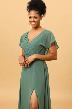 A-Line Vestido de Dama de Honra Verde