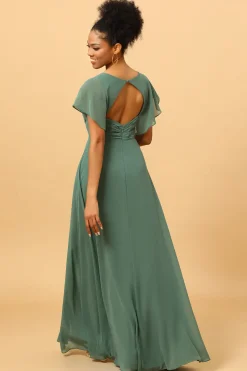 A-Line Vestido de Dama de Honra Verde