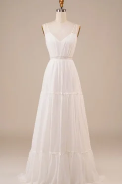 A-Line Vestido de Noiva Longo Simples