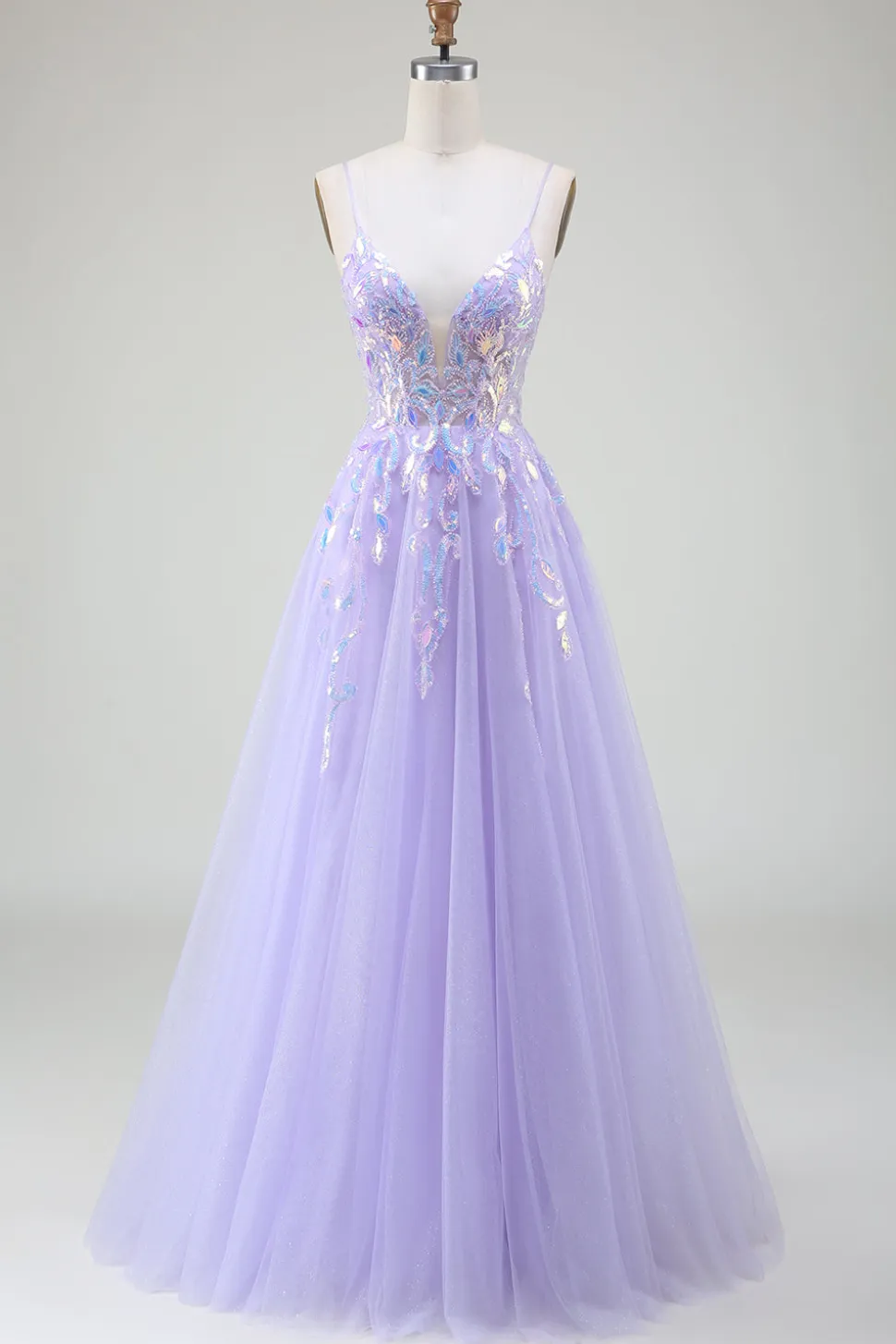 A-Line Vestido Roxo Baile de Formatura com Sequins