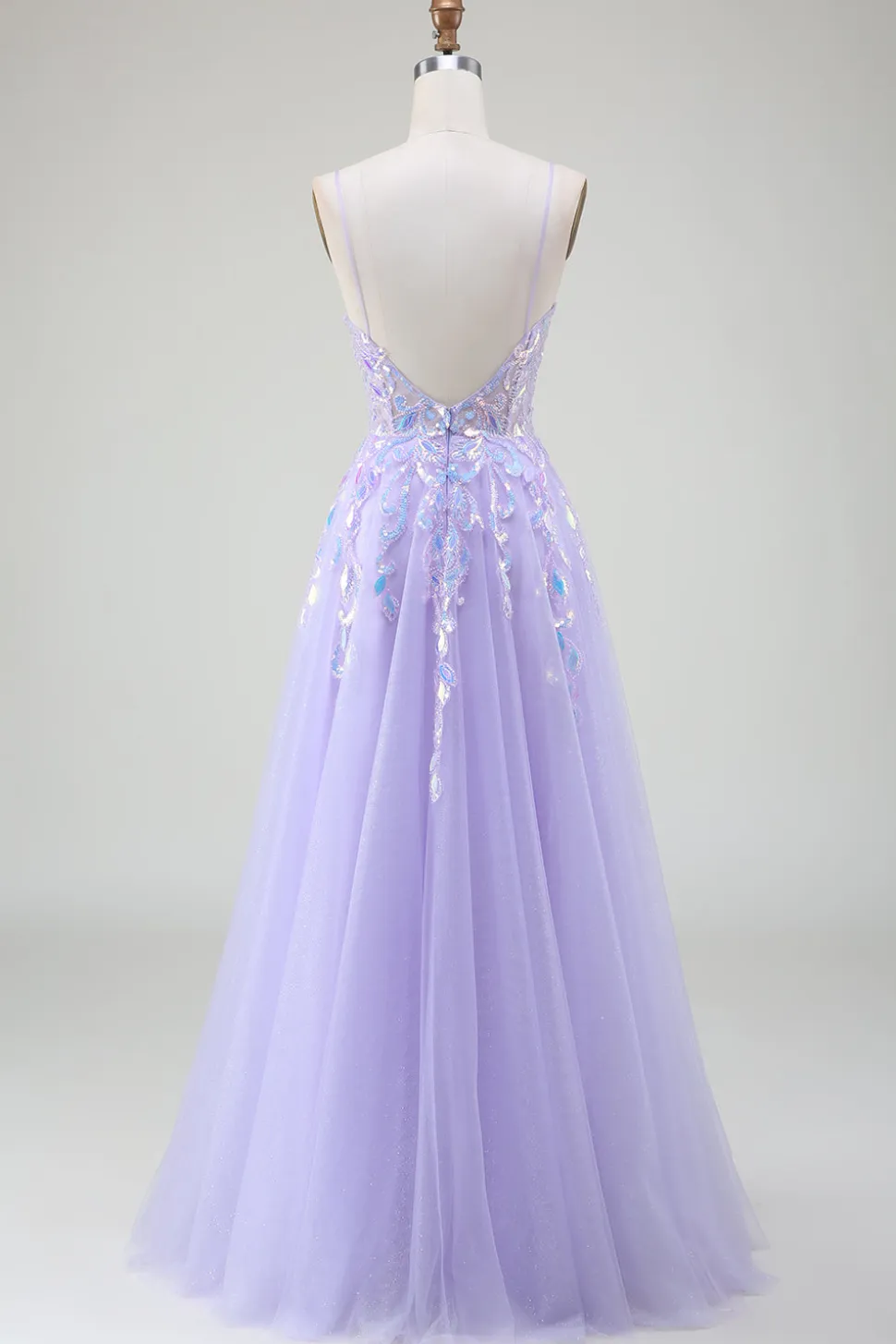 A-Line Vestido Roxo Baile de Formatura com Sequins