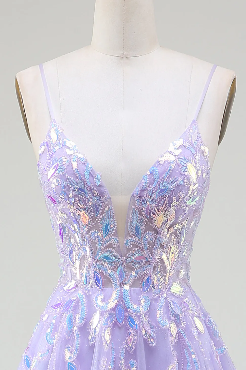 A-Line Vestido Roxo Baile de Formatura com Sequins