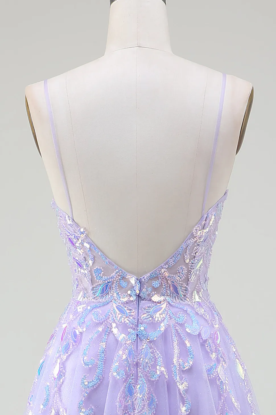 A-Line Vestido Roxo Baile de Formatura com Sequins