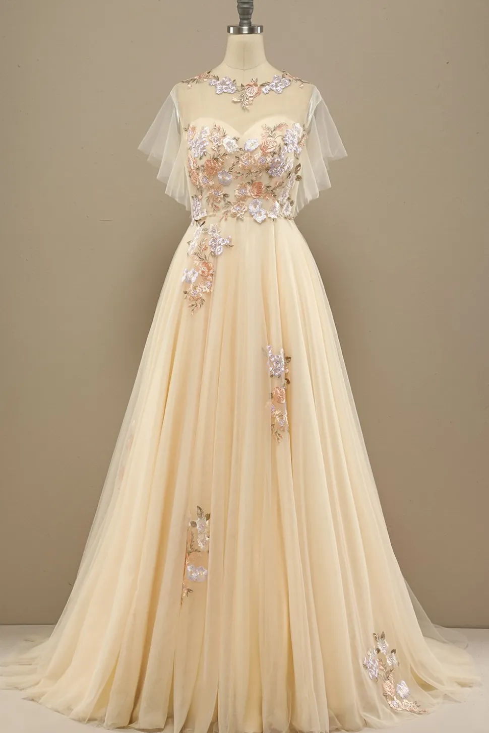 Amarelas Longas Baile Vestido Com Apliques
