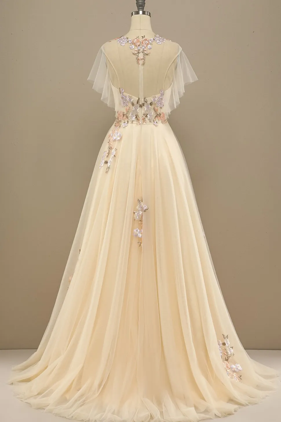 Amarelas Longas Baile Vestido Com Apliques