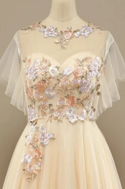 Amarelas Longas Baile Vestido Com Apliques