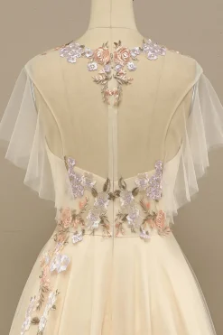 Amarelas Longas Baile Vestido Com Apliques
