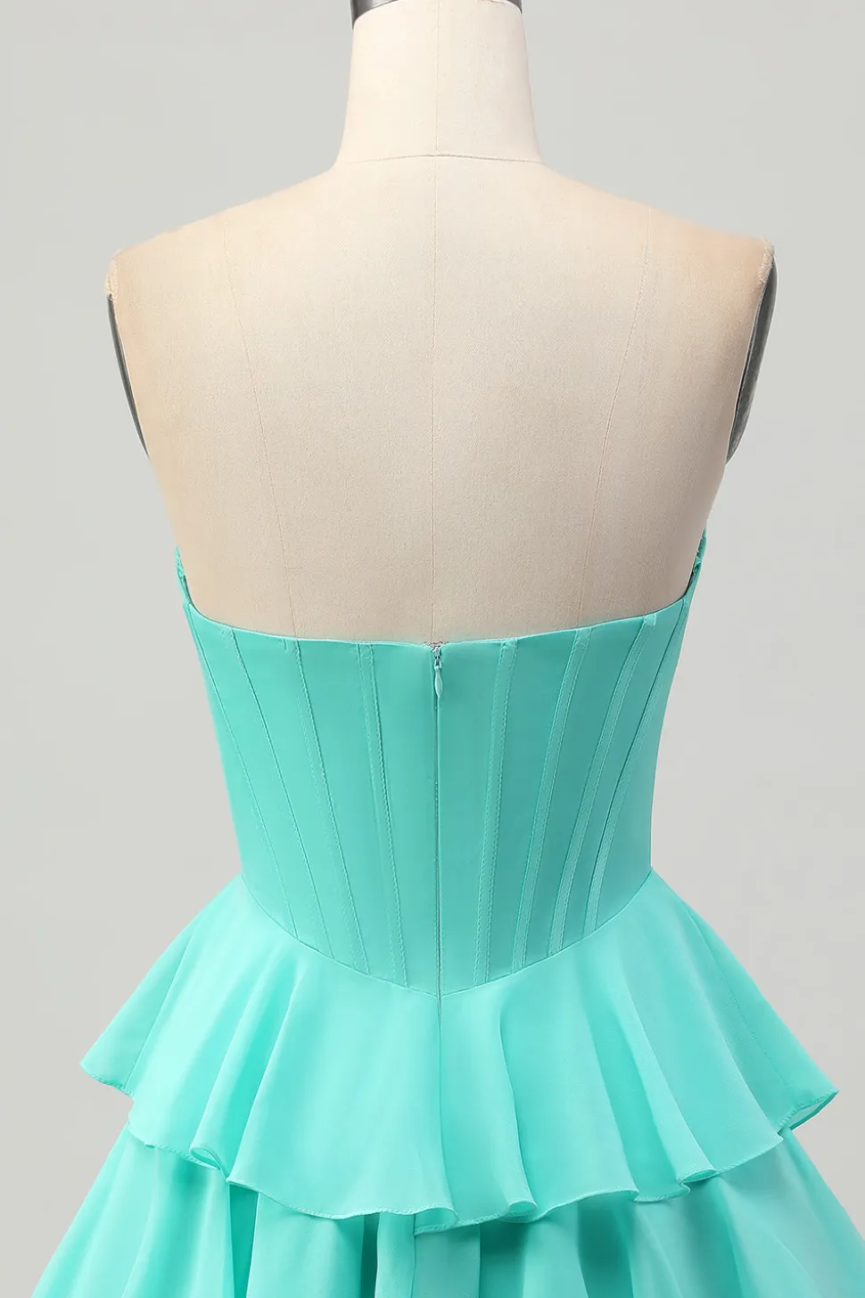 Amarelo A-Line Strapless Tiered Corset Homecoming Vestido com Missangas
