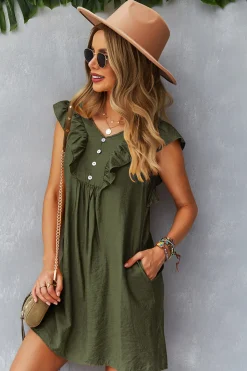 Amarelo Boho Vestido de Verão Com Babados