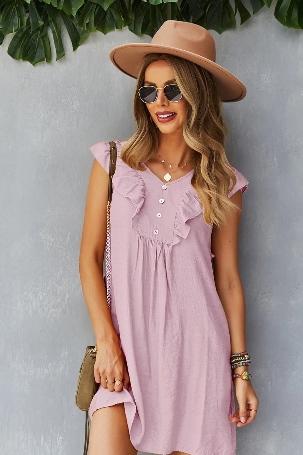 Amarelo Boho Vestido de Verão Com Babados