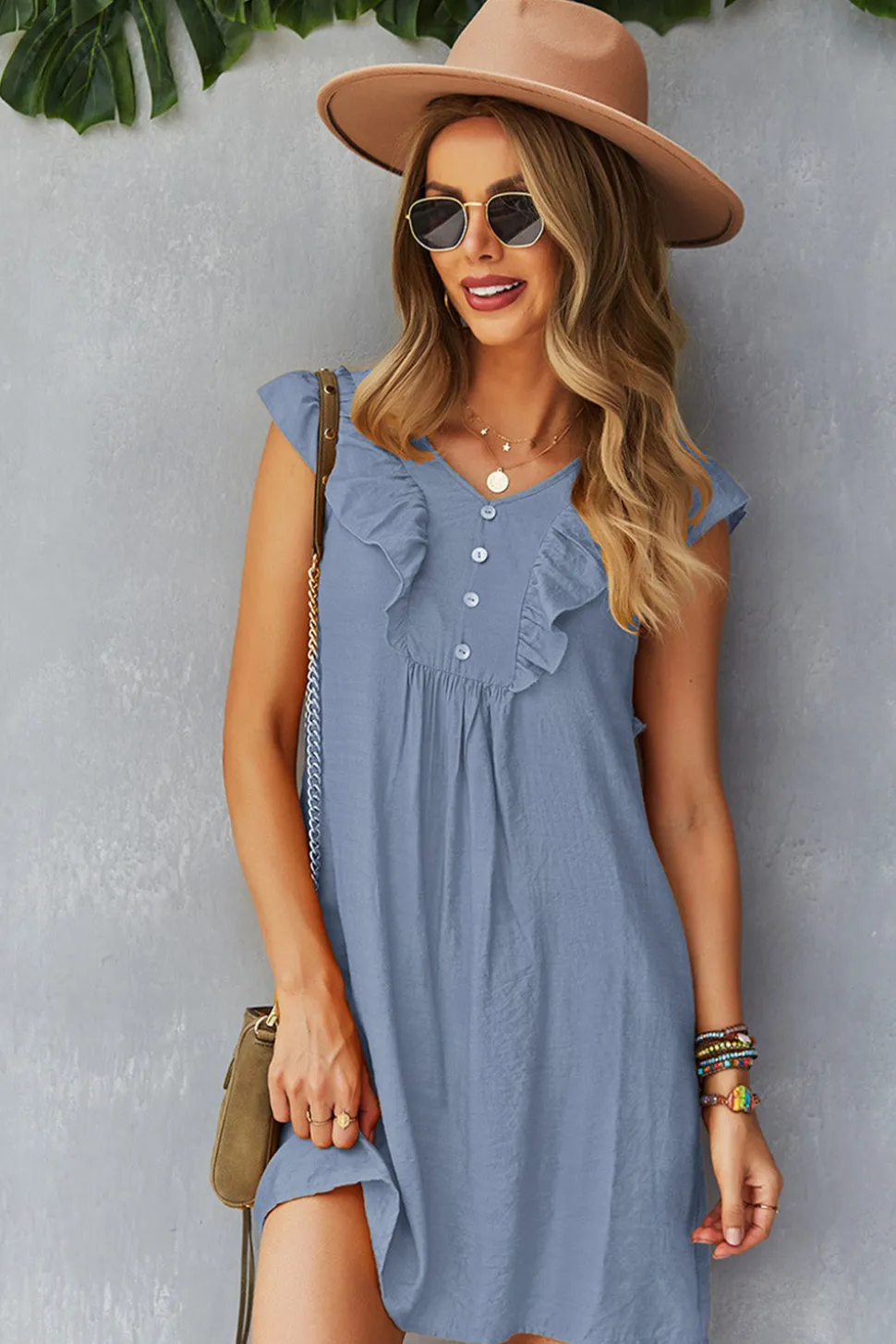 Amarelo Boho Vestido de Verão Com Babados