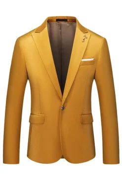 Amarelo Pico Lapela Um Botão Prom Blazer
