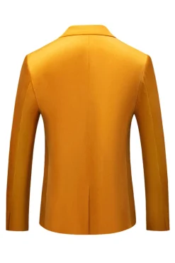 Amarelo Pico Lapela Um Botão Prom Blazer