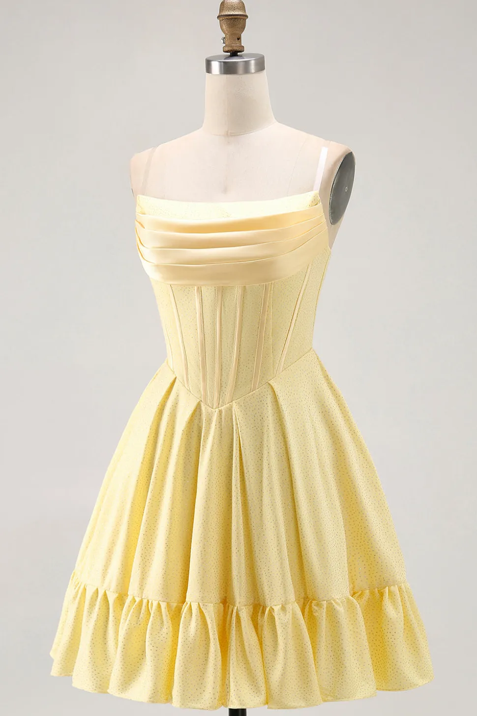 Amarelo Strapless A-Line Corset Homecoming Dress com Missangas