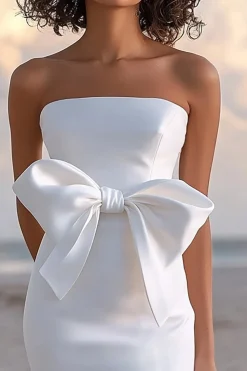 Arco Pescoço Quadrado Bodycon Midi Vestidinho Branco