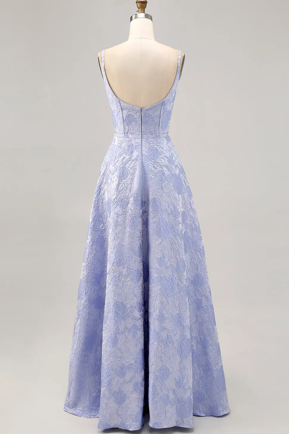 Azul Linha-A Flores Espartilho Longos Vestido Cerimónia com Fenda