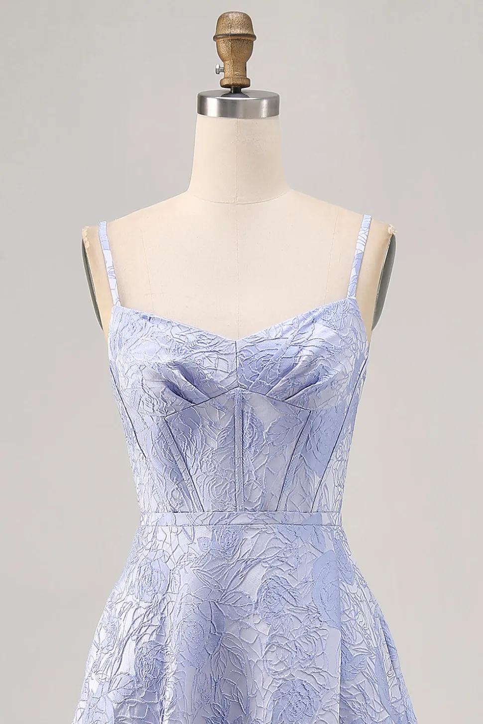 Azul Linha-A Flores Espartilho Longos Vestido Cerimónia com Fenda