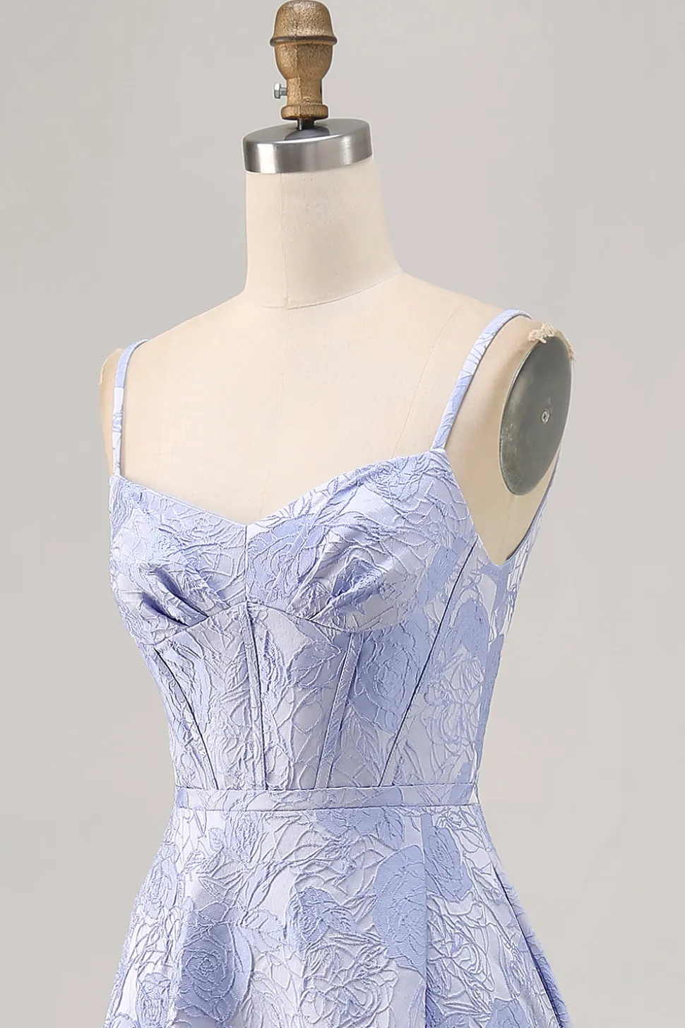 Azul Linha-A Flores Espartilho Longos Vestido Cerimónia com Fenda