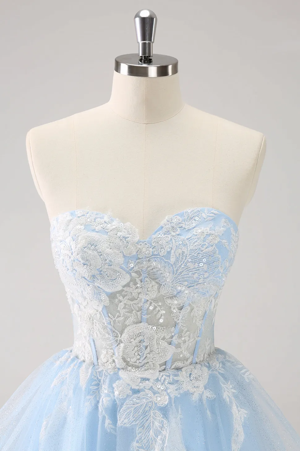 Azul A Line Espaghetti Correias Vestido Curto Homecoming com Apliques
