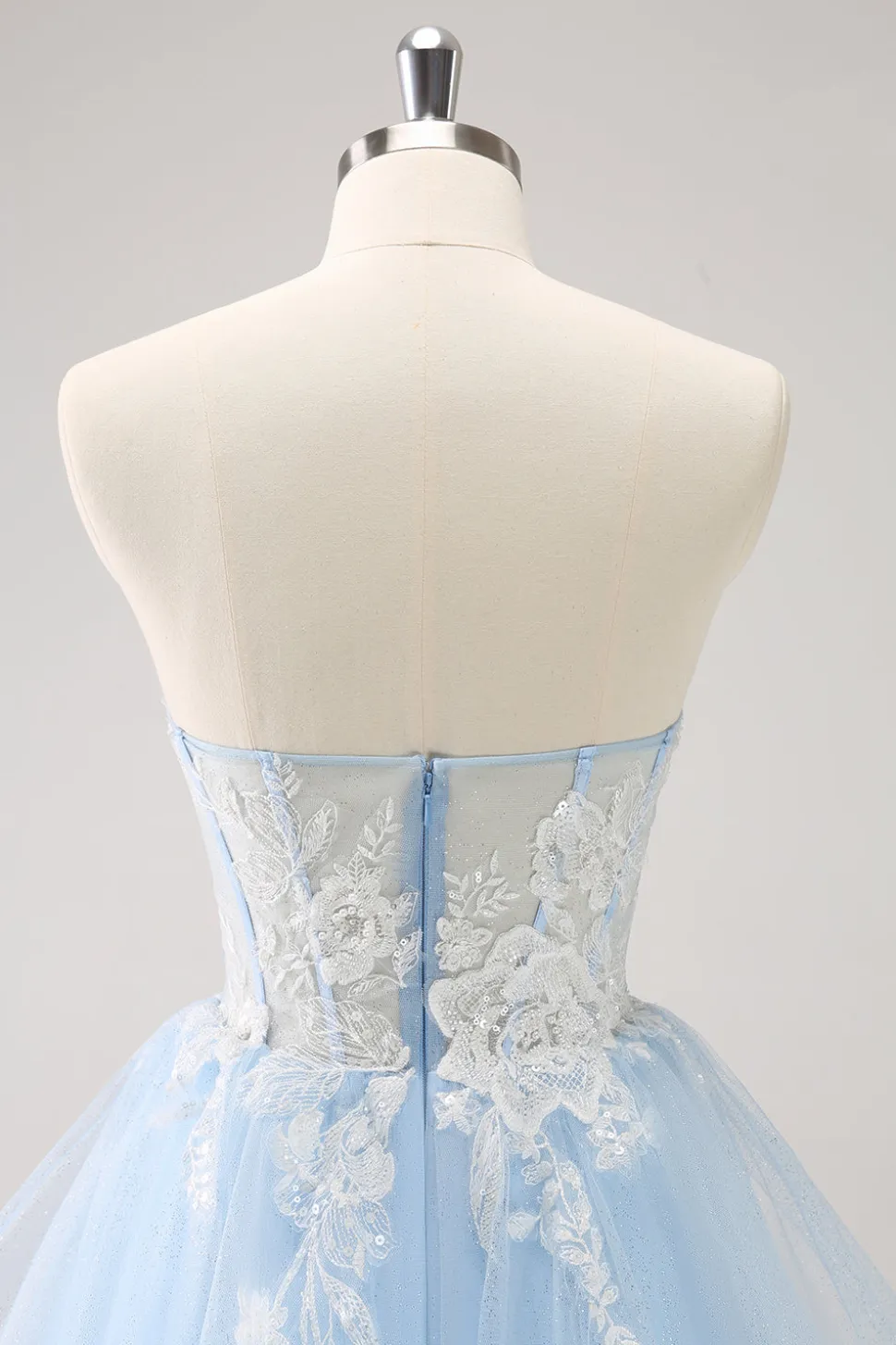 Azul A Line Espaghetti Correias Vestido Curto Homecoming com Apliques