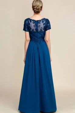 Azul A Line Vestido Vestido de Mãe de Noiva