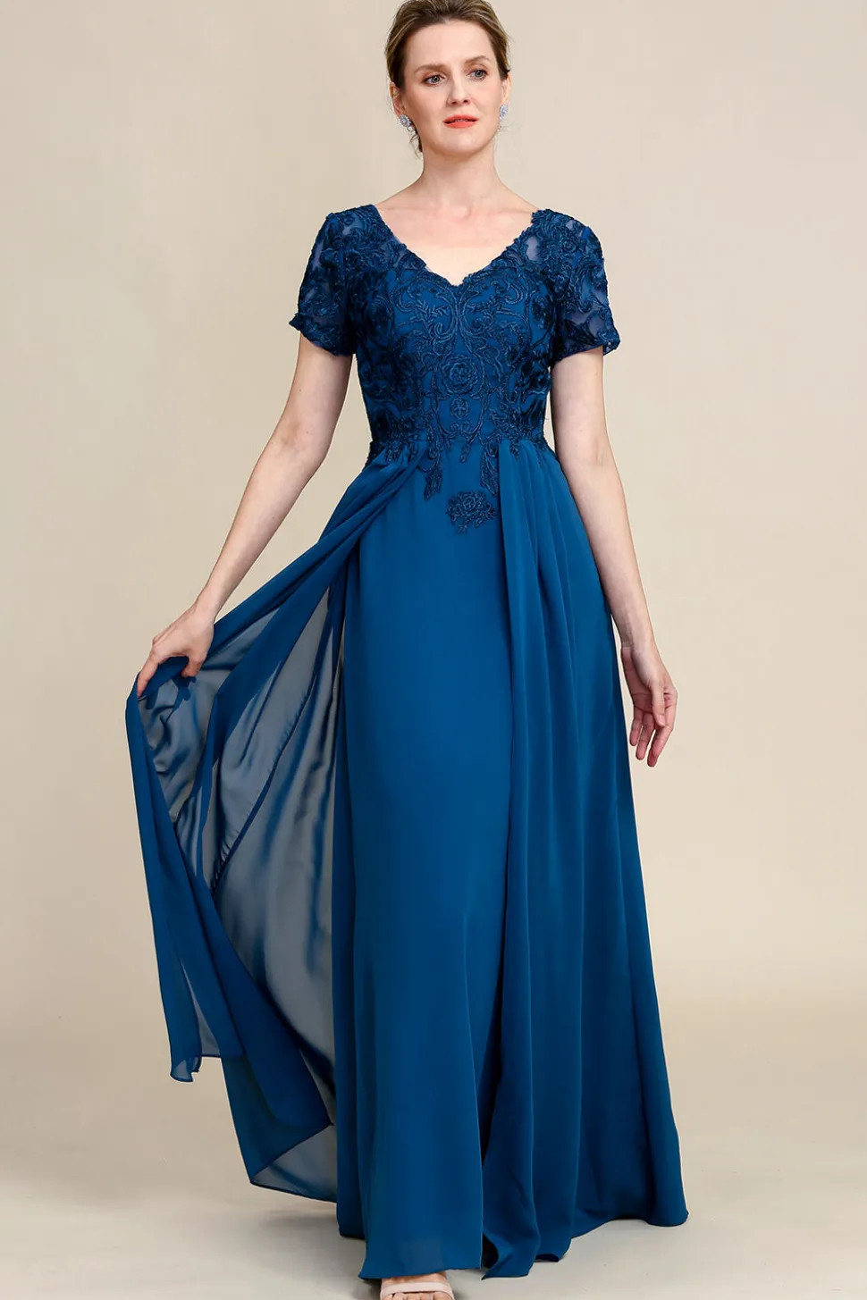Azul A Line Vestido Vestido de Mãe de Noiva