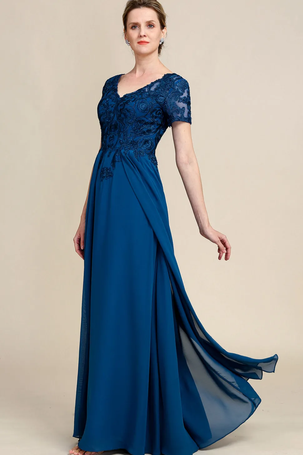 Azul A Line Vestido Vestido de Mãe de Noiva