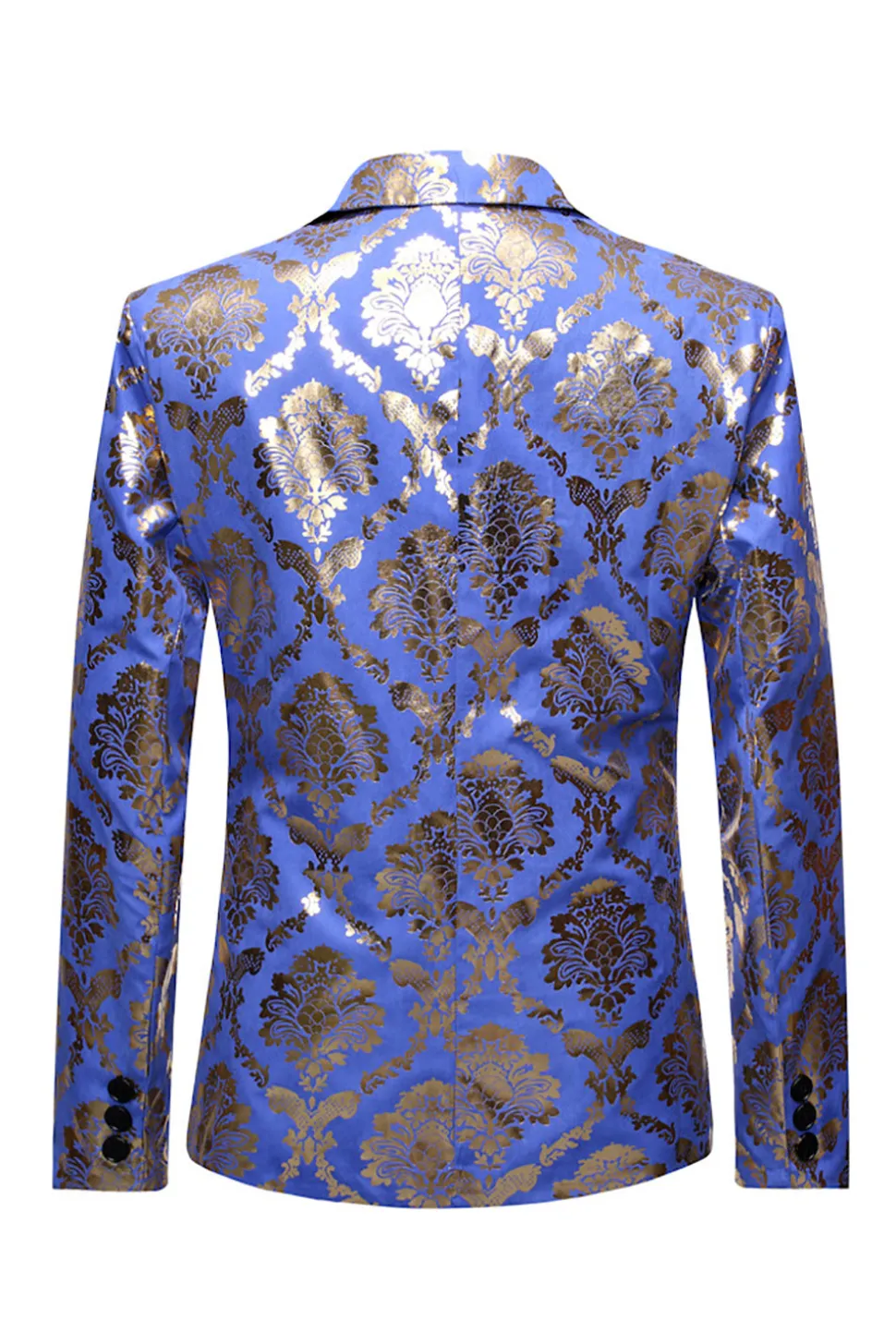 Azul Blazer de Festa Lapela Entalhada