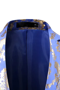 Azul Blazer de Festa Lapela Entalhada