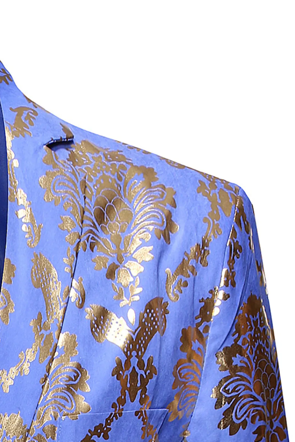 Azul Blazer de Festa Lapela Entalhada