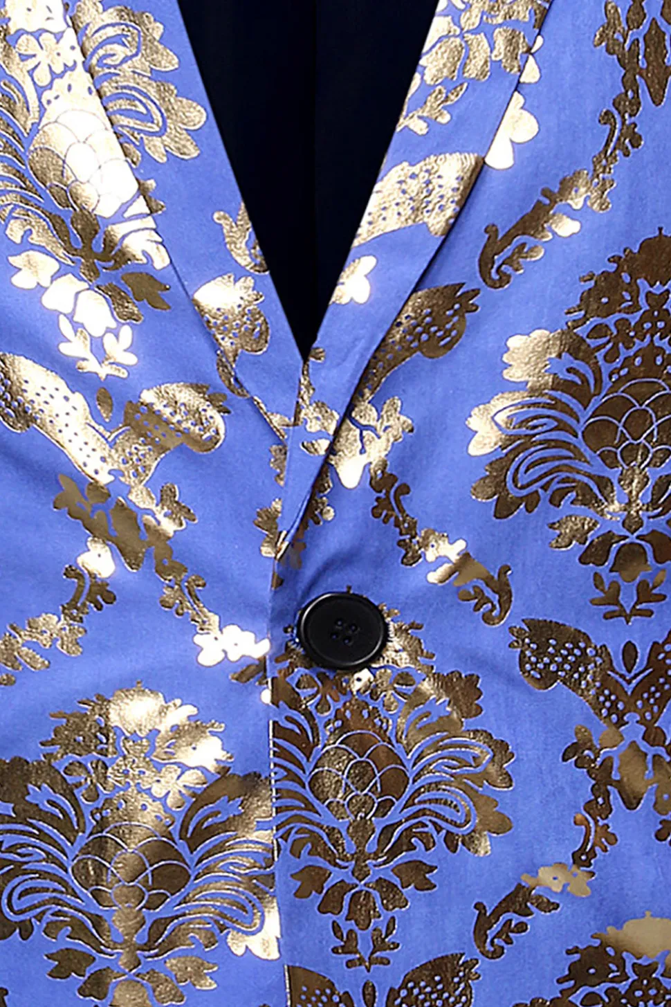 Azul Blazer de Festa Lapela Entalhada