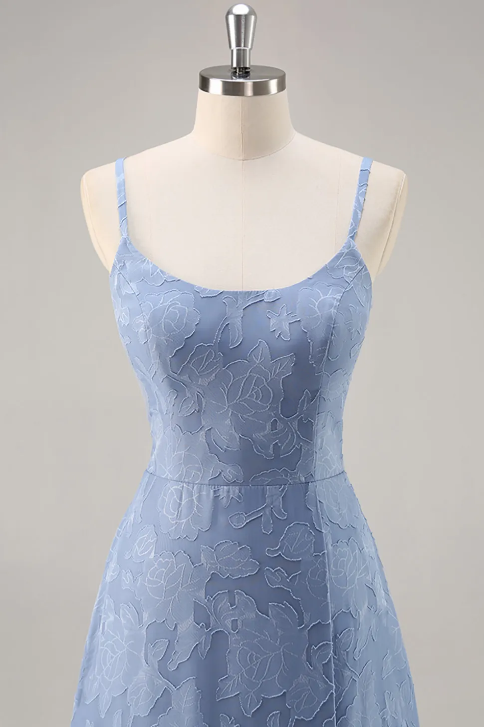 Azul Cinzento Linha-A Longos Vestido Para Casamento Convidada com Fenda