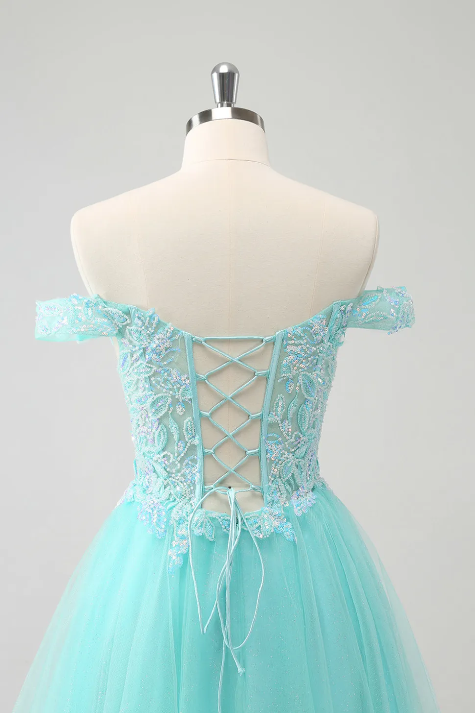 Azul Claro Brilhante Uma Linha Fora do Ombro Vestido Curto Homecoming