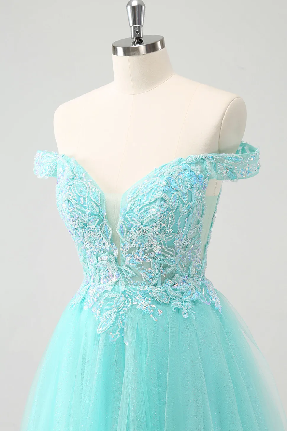 Azul Claro Brilhante Uma Linha Fora do Ombro Vestido Curto Homecoming