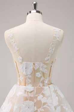 Azul Claro Brilhante Uma Linha Esparguete Correias Espartilho Longo Vestido Homecoming