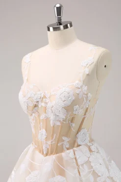 Azul Claro Brilhante Uma Linha Esparguete Correias Espartilho Longo Vestido Homecoming