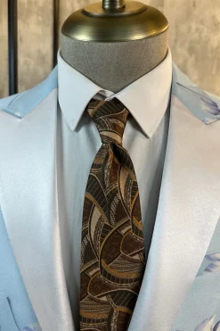 Azul Claro Floral Pico Lapela 2 Peças Ternos Masculinos