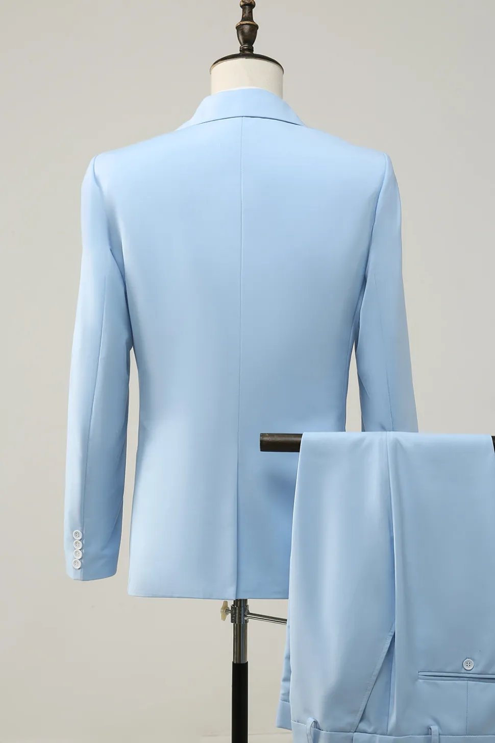Azul Claro Lapela de Pico 2 Peças Fato Formal