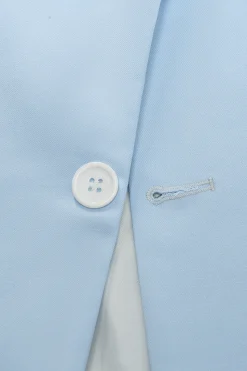 Azul Claro Lapela de Pico 2 Peças Fato Formal