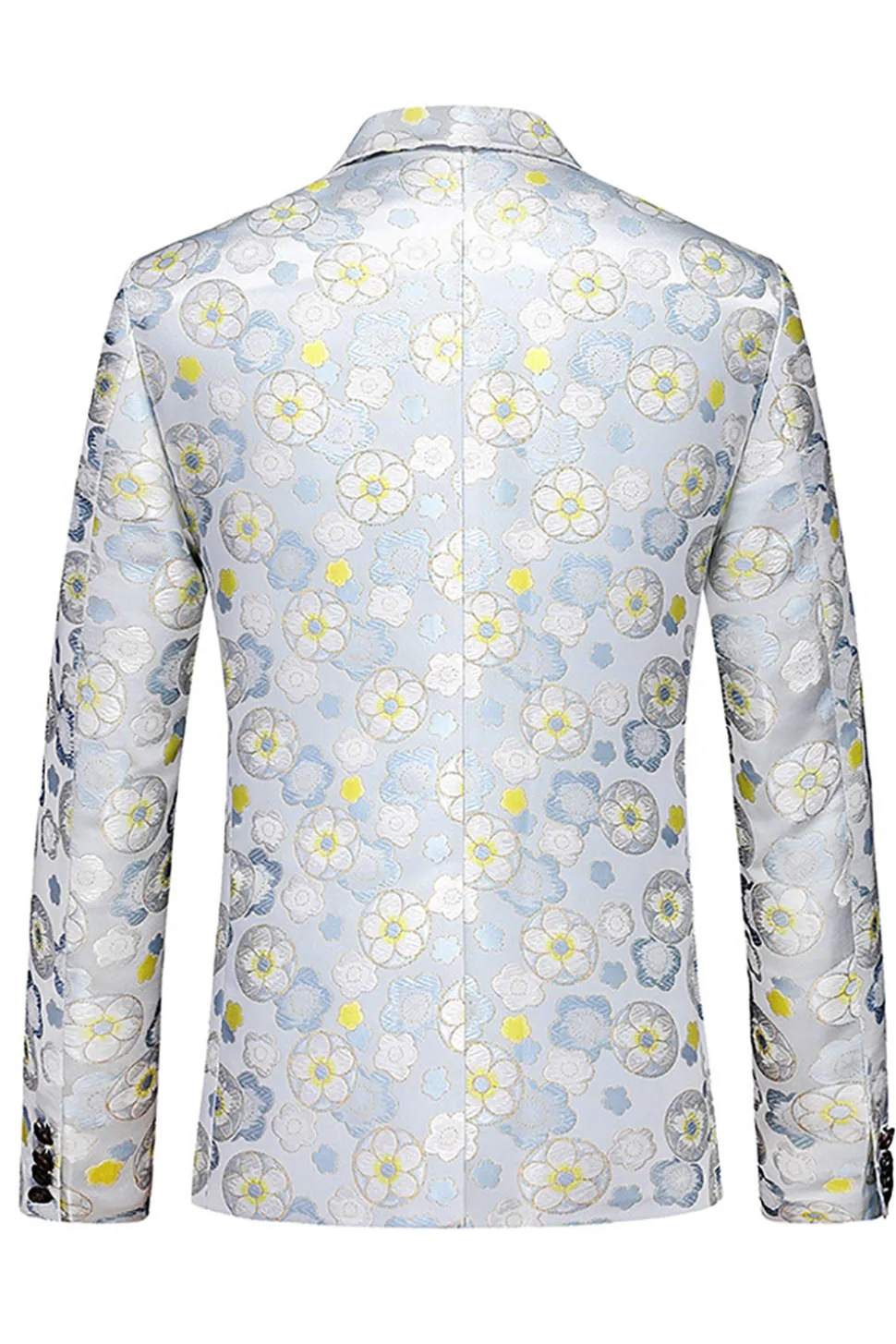 Azul Claro Masculino Jacquard Notched Lapel Prom Blazer