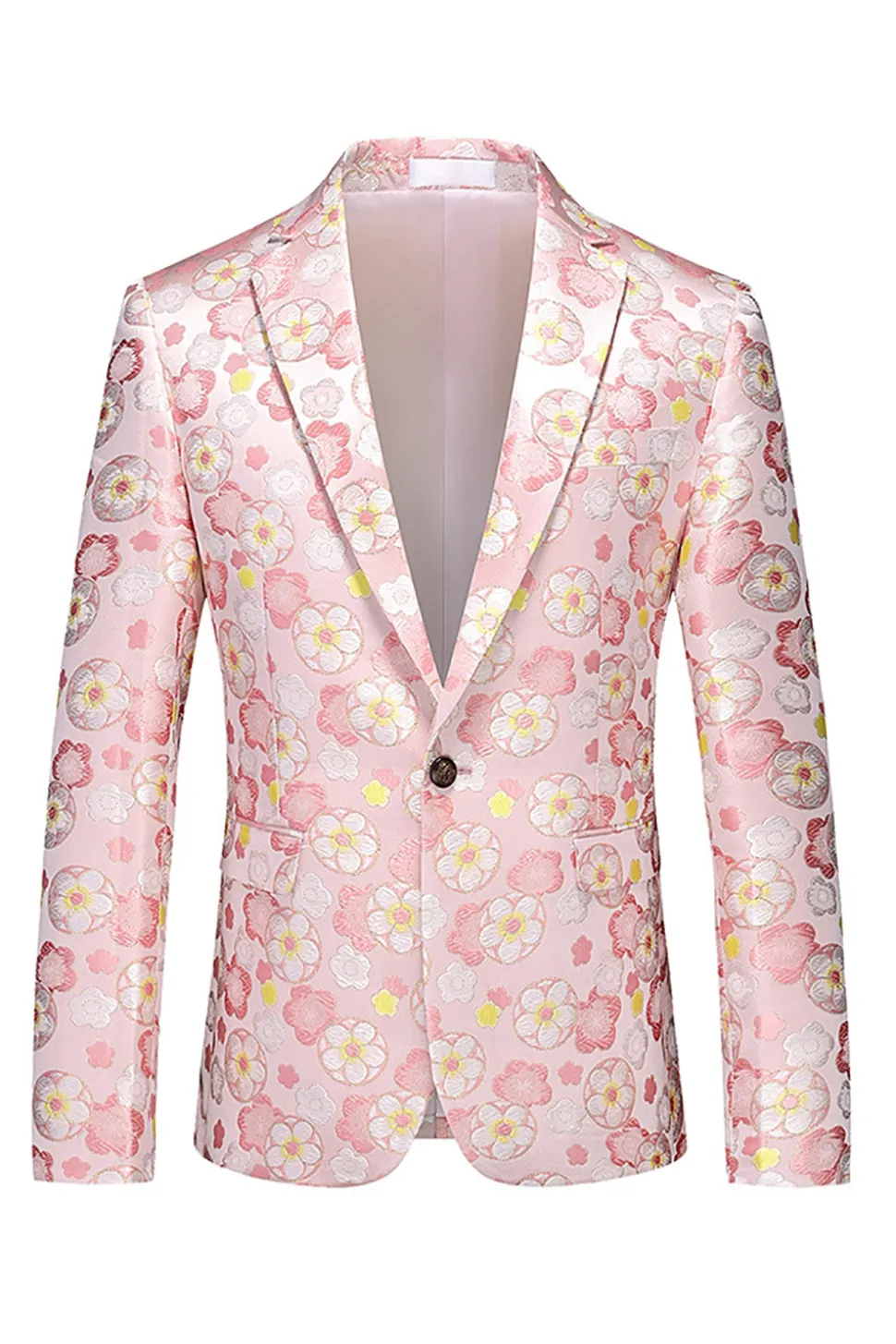Azul Claro Masculino Jacquard Notched Lapel Prom Blazer