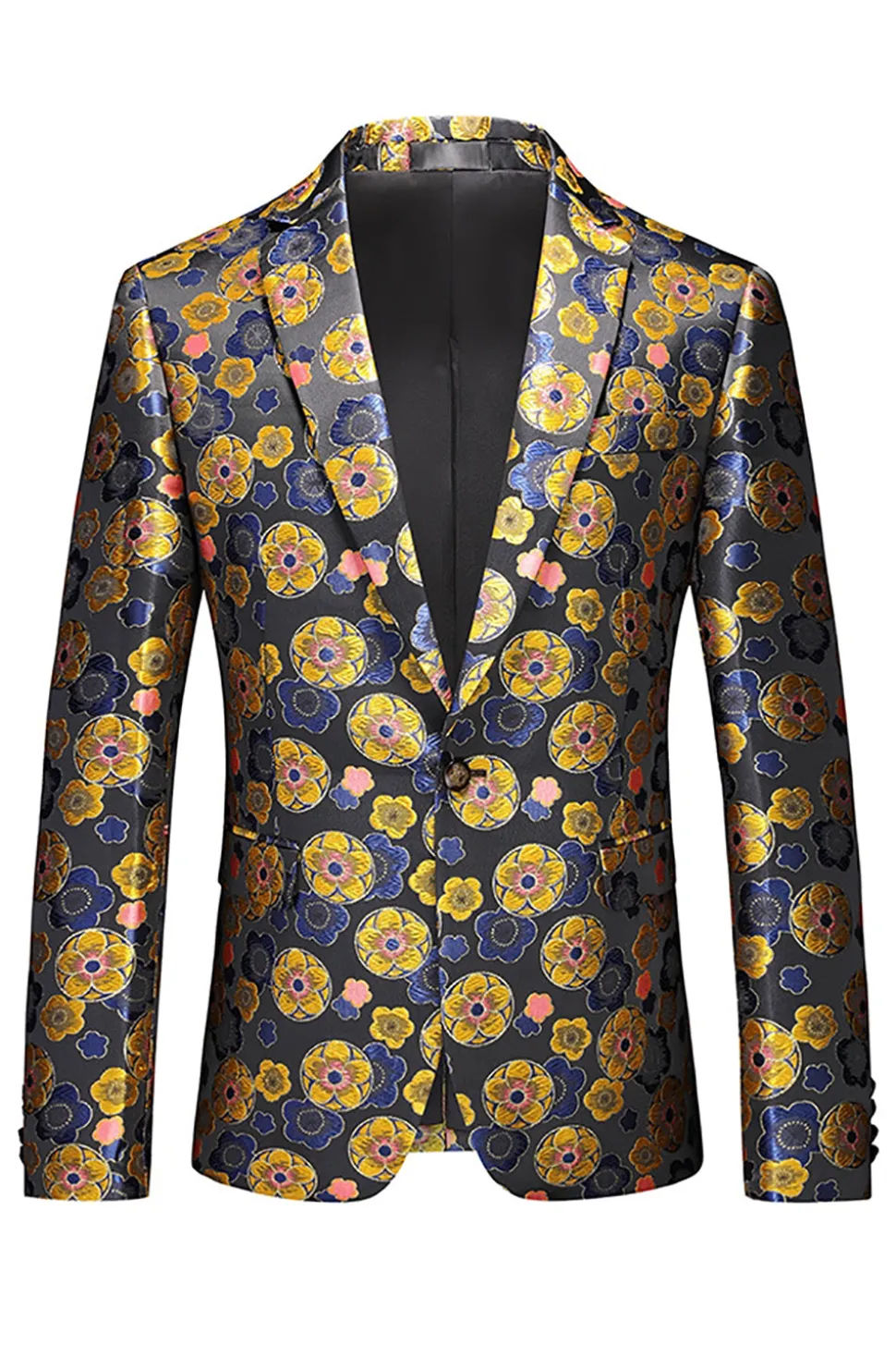 Azul Claro Masculino Jacquard Notched Lapel Prom Blazer