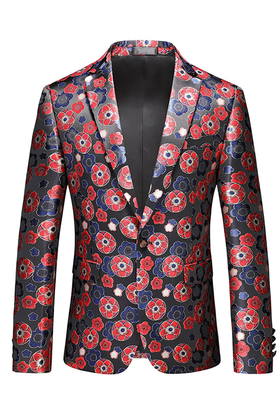 Azul Claro Masculino Jacquard Notched Lapel Prom Blazer